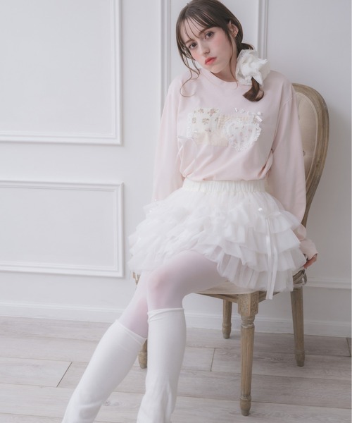 Lolime by mellfy memory(ロリミー バイ メルフィーメモリー)の「tiered mini tutu skirt(スカート・レディース・ホワイト/ピンク・MEDIUM/X-LARGE)」の3枚目の写真