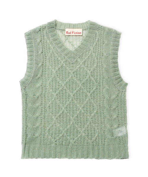 DOHERTY FISHERMAN CABLE KNIT VEST / FOREST GREEN
