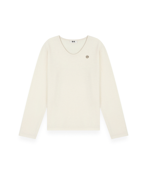 R-4(アールフォー)の「R-0037 / SEXY FIT U-NECK LONG SLEVEE(IVORY)(Tシャツ/カットソー・メンズ・アイボリー・SMALL/MEDIUM/LARGE)」の1枚目の写真