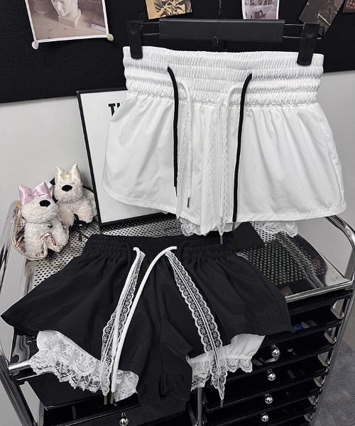 pyornim(ピョルニム)の「レースレイヤード ルームショーツ パジャマ ショートパンツ(その他パンツ・レディース・ホワイト/ブラック・M/L)」の11枚目の写真