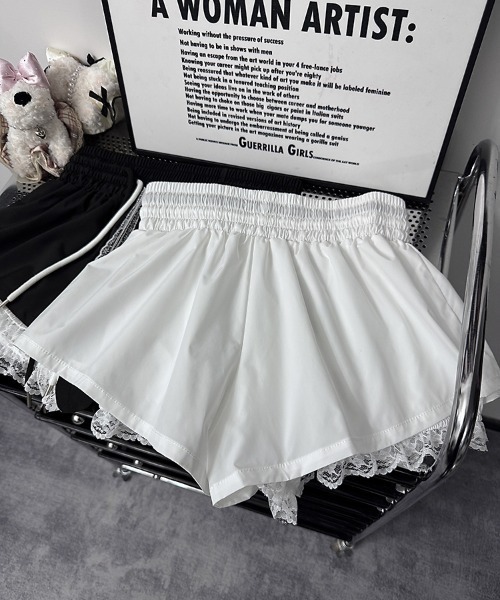 pyornim(ピョルニム)の「レースレイヤード ルームショーツ パジャマ ショートパンツ(その他パンツ・レディース・ホワイト/ブラック・M/L)」の12枚目の写真