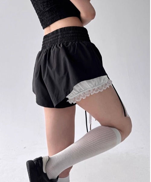 pyornim(ピョルニム)の「レースレイヤード ルームショーツ パジャマ ショートパンツ(その他パンツ・レディース・ホワイト/ブラック・M/L)」の6枚目の写真