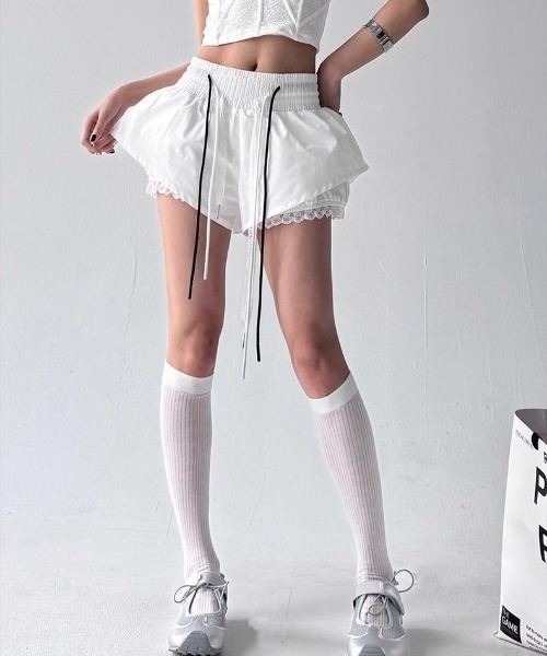 pyornim(ピョルニム)の「レースレイヤード ルームショーツ パジャマ ショートパンツ(その他パンツ・レディース・ホワイト/ブラック・M/L)」の8枚目の写真