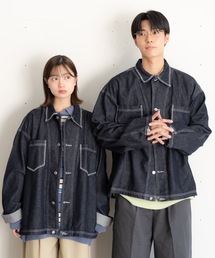 bashful base Oriental（バッシュフルベースオリエンタル）の「【bbO】ステッチデザインショートデニムジャケット（デニムジャケット）」