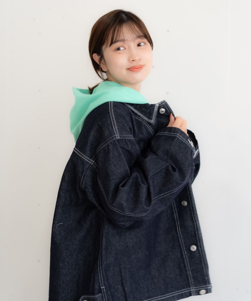 bashful base Oriental(バッシュフルベースオリエンタル)の「【bbO】ステッチデザインルーズショートデニムジャケット(デニムジャケット・メンズ・インディゴブルー・SMALL/MEDIUM/LARGE)」の12枚目の写真