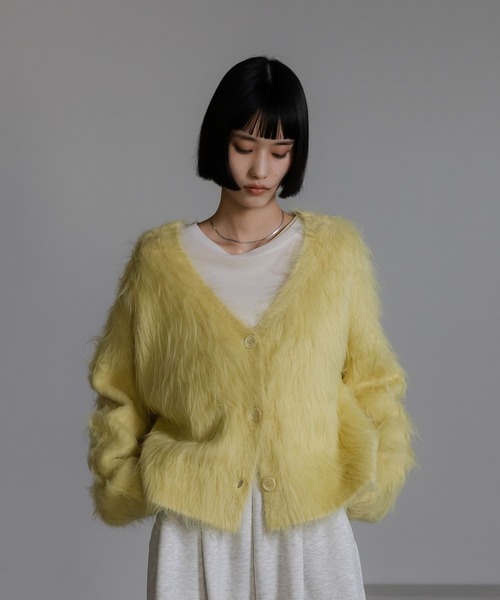 LOWRYS FARM(ローリーズファーム)の「シャギーショートVカーディガン 632263(カーディガン/ボレロ・レディース・アイボリー/ブルー/グレー/イエロー・FREE)」の4枚目の写真