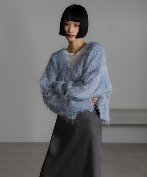 LOWRYS FARM(ローリーズファーム)の「シャギーショートVカーディガン 632263(カーディガン/ボレロ・レディース・アイボリー/ブルー/グレー/イエロー・FREE)」の1枚目の写真