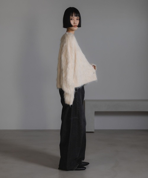 LOWRYS FARM(ローリーズファーム)の「シャギーショートVカーディガン 632263(カーディガン/ボレロ・レディース・アイボリー/ブルー/グレー/イエロー・FREE)」の7枚目の写真