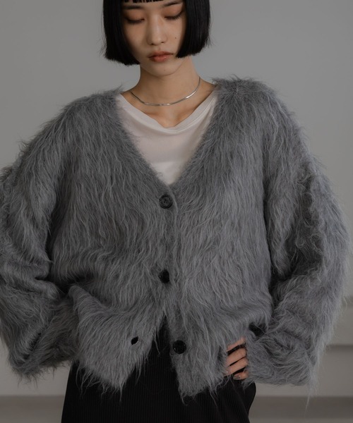 LOWRYS FARM(ローリーズファーム)の「シャギーショートVカーディガン 632263(カーディガン/ボレロ・レディース・アイボリー/ブルー/グレー/イエロー・FREE)」の11枚目の写真