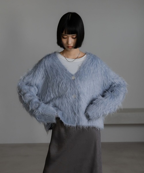 LOWRYS FARM(ローリーズファーム)の「シャギーショートVカーディガン 632263(カーディガン/ボレロ・レディース・アイボリー/ブルー/グレー/イエロー・FREE)」の16枚目の写真