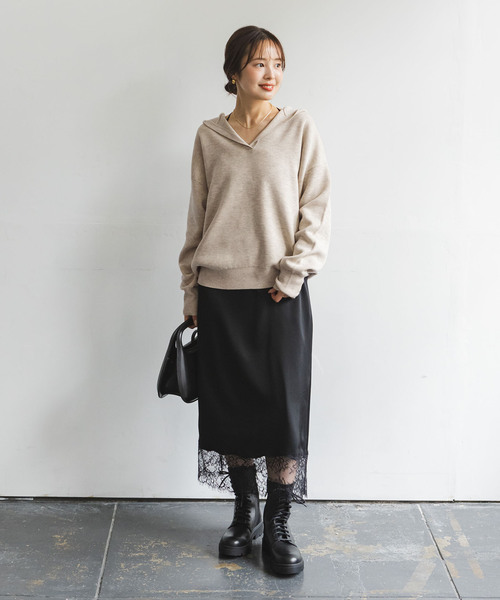 セール】《追加》接結タック編みフードプルオーバー2（ニット/セーター