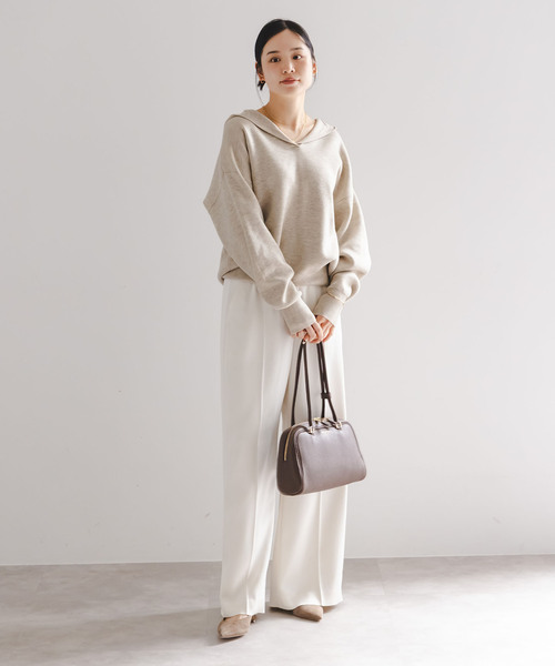 NOBLE 接結タック編みフードプルオーバー　2025 NOBLE（ノーブル） ニット セーター 「追加」接結タック編みフードプル