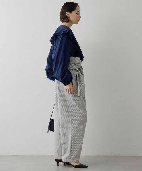 Whim Gazette（ウィムガゼット）の「ローンフリルブラウス（シャツ/ブラウス・レディース・ネイビー/オフホワイト・FREE）」の21枚目の写真