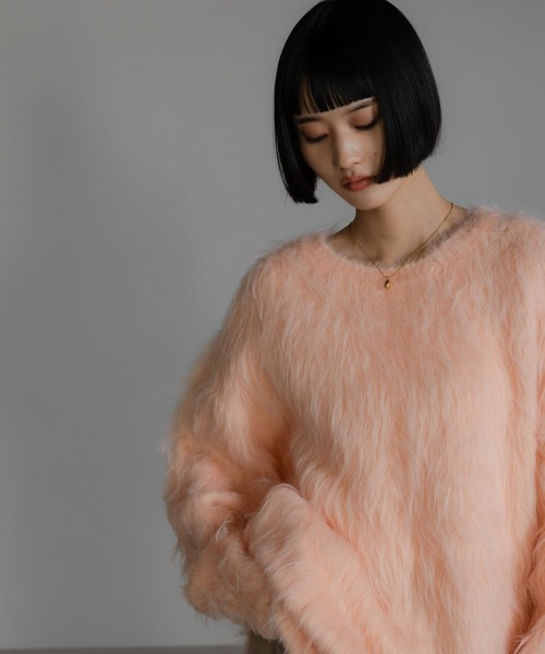 LOWRYS FARM（ローリーズファーム）の「シャギーチュニックプルオーバー　632266（ニット/セーター・レディース・ピンク/グレー/ホワイト・FREE）」の8枚目の写真