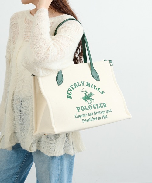 BEVERLY HILLS POLO CLUB(ビバリーヒルズポロクラブ)の「【BEVERLY HILLS POLO CLUB】ポロプリントキャンバストート大 BH2013N(トートバッグ・レディース・ブラック/ネイビー/オレンジ/グリーン・FREE)」の22枚目の写真