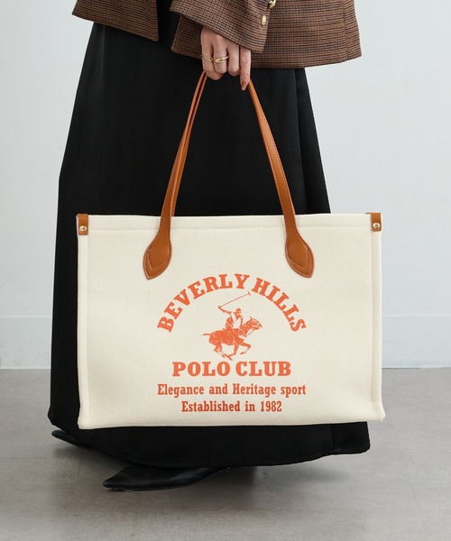 BEVERLY HILLS POLO CLUB(ビバリーヒルズポロクラブ)の「【BEVERLY HILLS POLO CLUB】ポロプリントキャンバストート大 BH2013N(トートバッグ・レディース・ブラック/ネイビー/オレンジ/グリーン・FREE)」の11枚目の写真