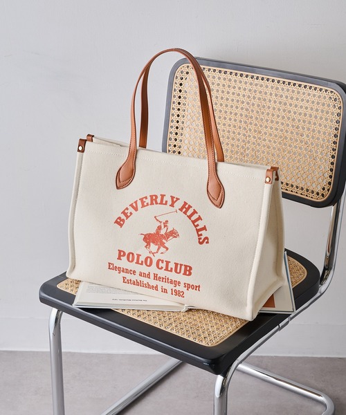 BEVERLY HILLS POLO CLUB(ビバリーヒルズポロクラブ)の「【BEVERLY HILLS POLO CLUB】ポロプリントキャンバストート大 BH2013N(トートバッグ・レディース・ブラック/ネイビー/オレンジ/グリーン・FREE)」の9枚目の写真
