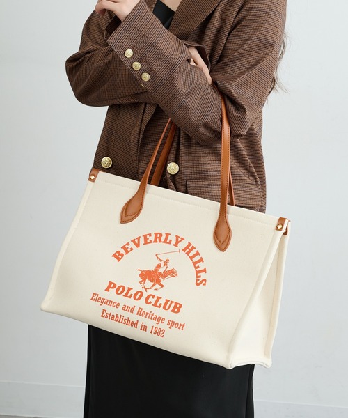 BEVERLY HILLS POLO CLUB(ビバリーヒルズポロクラブ)の「【BEVERLY HILLS POLO CLUB】ポロプリントキャンバストート大 BH2013N(トートバッグ・レディース・ブラック/ネイビー/オレンジ/グリーン・FREE)」の13枚目の写真