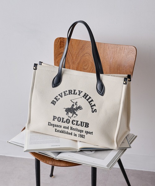 BEVERLY HILLS POLO CLUB(ビバリーヒルズポロクラブ)の「【BEVERLY HILLS POLO CLUB】ポロプリントキャンバストート大 BH2013N(トートバッグ・レディース・ブラック/ネイビー/オレンジ/グリーン・FREE)」の7枚目の写真