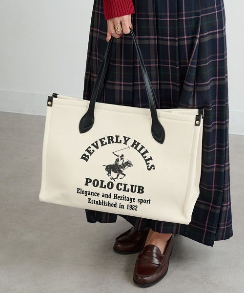 BEVERLY HILLS POLO CLUB(ビバリーヒルズポロクラブ)の「【BEVERLY HILLS POLO CLUB】ポロプリントキャンバストート大 BH2013N(トートバッグ・レディース・ブラック/ネイビー/オレンジ/グリーン・FREE)」の16枚目の写真