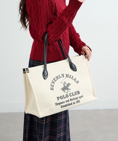 BEVERLY HILLS POLO CLUB(ビバリーヒルズポロクラブ)の「【BEVERLY HILLS POLO CLUB】ポロプリントキャンバストート大 BH2013N(トートバッグ・レディース・ブラック/ネイビー/オレンジ/グリーン・FREE)」の15枚目の写真