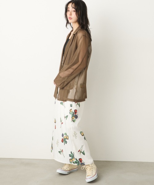 Unitage（ユニテージ）の「ボタニカル柄ロングスカート（スカート・レディース・ブラック/アイボリー・FREE）」の16枚目の写真