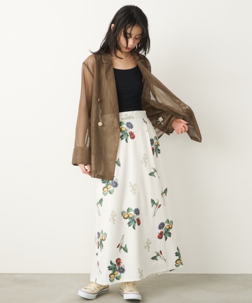 Unitage（ユニテージ）の「ボタニカル柄ロングスカート（スカート・レディース・ブラック/アイボリー・FREE）」の11枚目の写真