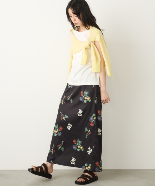 Unitage（ユニテージ）の「ボタニカル柄ロングスカート（スカート・レディース・ブラック/アイボリー・FREE）」の9枚目の写真