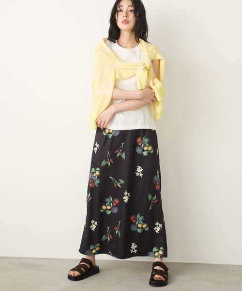 Unitage（ユニテージ）の「ボタニカル柄ロングスカート（スカート・レディース・ブラック/アイボリー・FREE）」の10枚目の写真