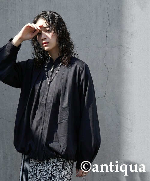 antiqua（アンティカ）の「タックブルゾン（ブルゾン・レディース・ブラック/ナチュラル・ONESIZE）」の4枚目の写真