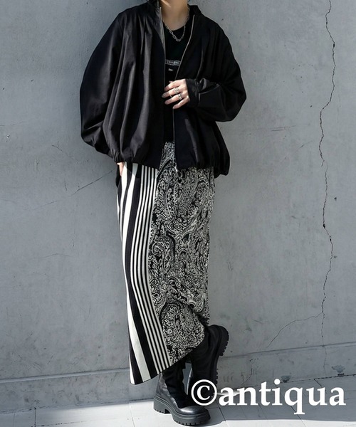 antiqua（アンティカ）の「タックブルゾン（ブルゾン・レディース・ブラック/ナチュラル・ONESIZE）」の6枚目の写真