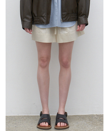 Banding wide short pants (cream)