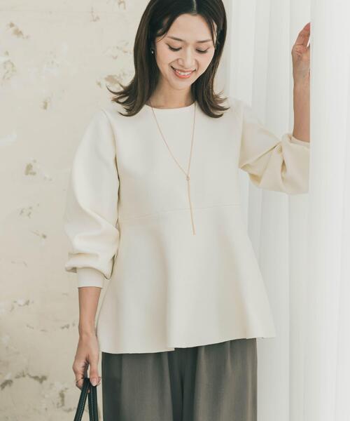 URBAN RESEARCH DOORS（アーバンリサーチドアーズ）の「ペプラムKNIT（ニット/セーター・レディース・オフホワイト/ブラック・FREE）」の12枚目の写真