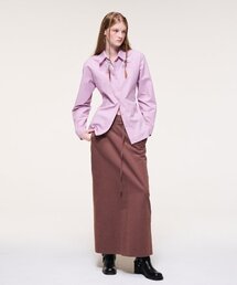 Belt Long Skirt, Brick Brown
