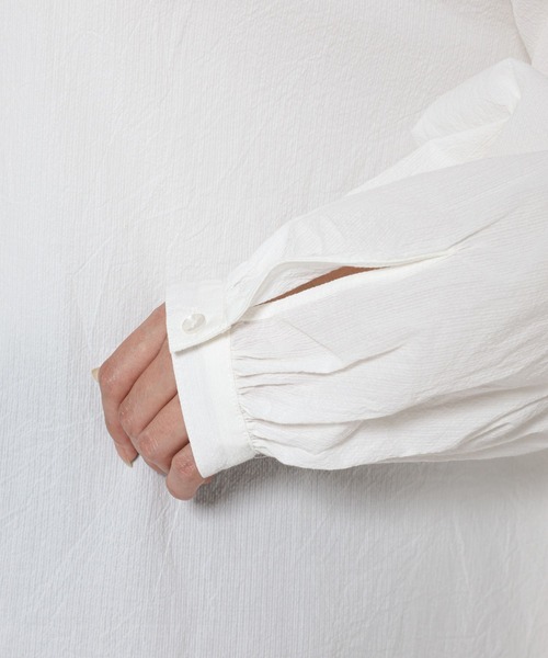 BABYLONE(バビロン)の「コードレーンギャザーブラウス(シャツ/ブラウス・レディース・ブルー/オフホワイト・フリー)」の21枚目の写真