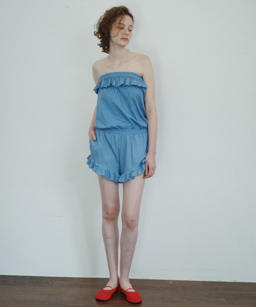 FUN FROM FUN(ファンフロムファン)の「WASHING PLAY JUMPSUIT, BLUE(つなぎ/オールインワン・レディース・その他・ONE SIZE)」の1枚目の写真