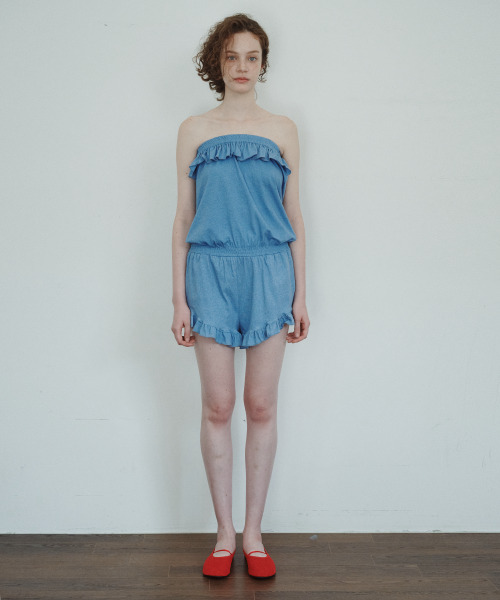 FUN FROM FUN(ファンフロムファン)の「WASHING PLAY JUMPSUIT, BLUE(つなぎ/オールインワン・レディース・その他・ONE SIZE)」の4枚目の写真