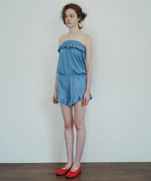 FUN FROM FUN(ファンフロムファン)の「WASHING PLAY JUMPSUIT, BLUE(つなぎ/オールインワン・レディース・その他・ONE SIZE)」の5枚目の写真