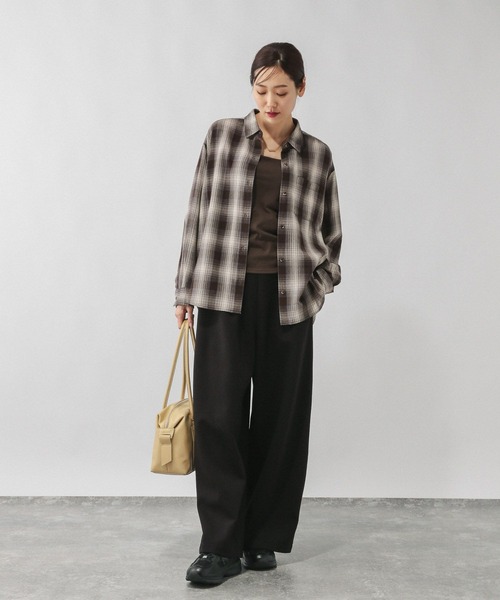 GLOBAL WORK(グローバルワーク)の「フリンジチェックシャツ長袖/633899(シャツ/ブラウス・レディース・ブラウン系8/ホワイト系8/ブラック系9/ブルー系その他・LARGE/MEDIUM)」の13枚目の写真