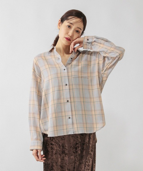 GLOBAL WORK(グローバルワーク)の「フリンジチェックシャツ長袖/633899(シャツ/ブラウス・レディース・ブラウン系8/ホワイト系8/ブラック系9/ブルー系その他・LARGE/MEDIUM)」の20枚目の写真