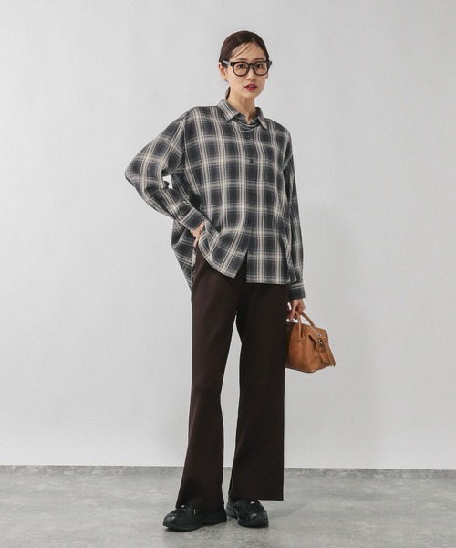 GLOBAL WORK(グローバルワーク)の「フリンジチェックシャツ長袖/633899(シャツ/ブラウス・レディース・ブラウン系8/ホワイト系8/ブラック系9/ブルー系その他・LARGE/MEDIUM)」の9枚目の写真