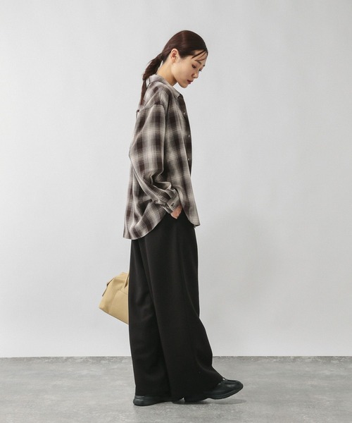 GLOBAL WORK(グローバルワーク)の「フリンジチェックシャツ長袖/633899(シャツ/ブラウス・レディース・ブラウン系8/ホワイト系8/ブラック系9/ブルー系その他・LARGE/MEDIUM)」の14枚目の写真
