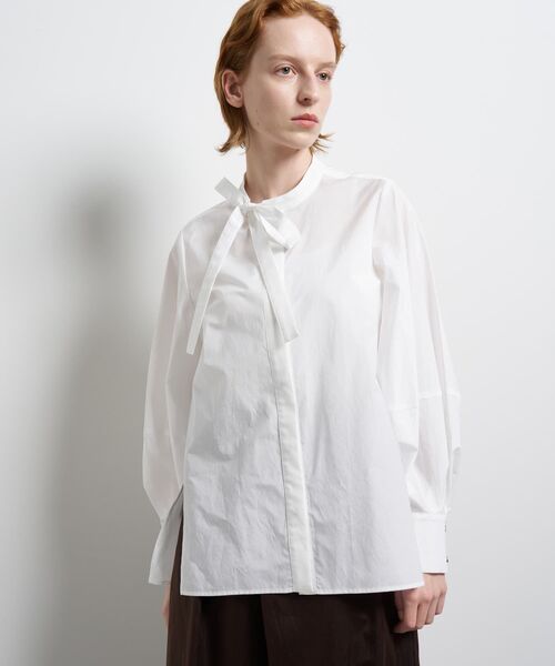 LANVIN en Bleu（ランバンオンブルー）の「シルキータイプライターボウタイリボンブラウス（シャツ/ブラウス・レディース・オフホワイト/ブルー系その他・38）」の14枚目の写真