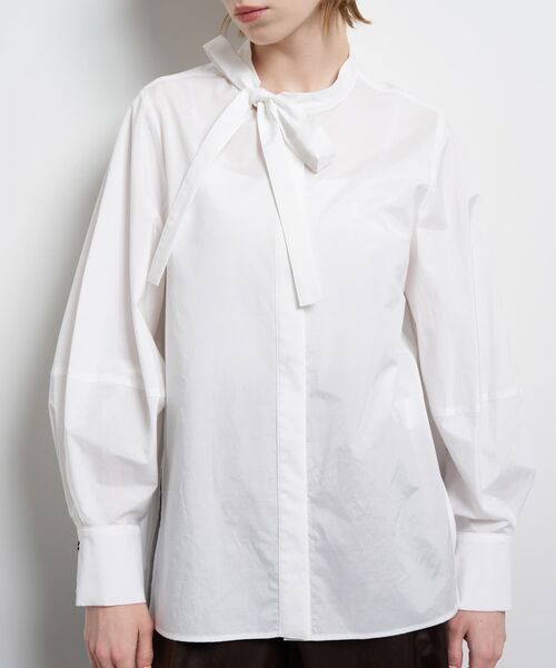 LANVIN en Bleu（ランバンオンブルー）の「シルキータイプライターボウタイリボンブラウス（シャツ/ブラウス・レディース・オフホワイト/ブルー系その他・38）」の18枚目の写真