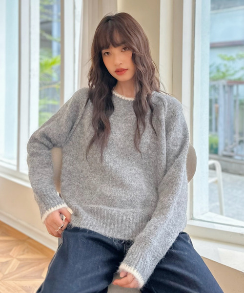 美品 ROCHAS ロシャス Rパッチ付き クルーネック ニットセーター サイズ40 グレー レディース 古着 中古 USED ROCHAS（ロシャス）の古着・中古通販 | 【公式】RAGTAG（ラグタグ）