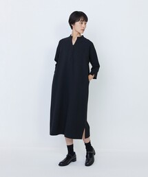 エコダブルクロススタンドカラーワンピース