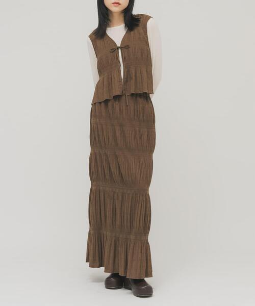 KBF（ケイビーエフ）の「マジョリカプリーツベストSETスカート（セットアップ・レディース・カーキ/ブラック/ブラウン・ONE）」の22枚目の写真