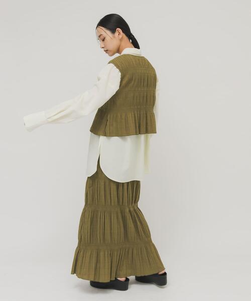 KBF（ケイビーエフ）の「マジョリカプリーツベストSETスカート（セットアップ・レディース・カーキ/ブラック/ブラウン・ONE）」の6枚目の写真