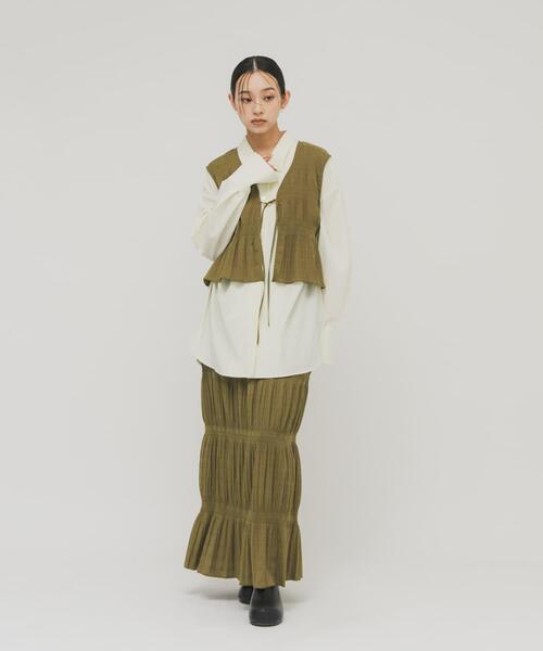KBF（ケイビーエフ）の「マジョリカプリーツベストSETスカート（セットアップ・レディース・カーキ/ブラック/ブラウン・ONE）」の7枚目の写真