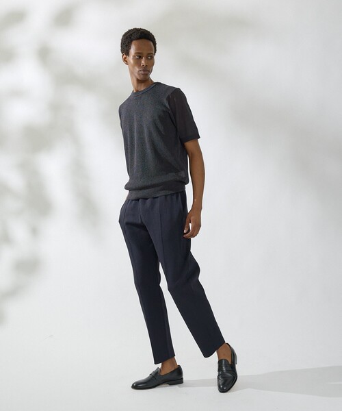 DESIGNWORKS(デザインワークス)の「【セットアップ対応】ドライバーズ ピンタック ニットパンツ(スラックス・メンズ・グレイッシュベージュ/ネイビー・48/46/50)」の16枚目の写真